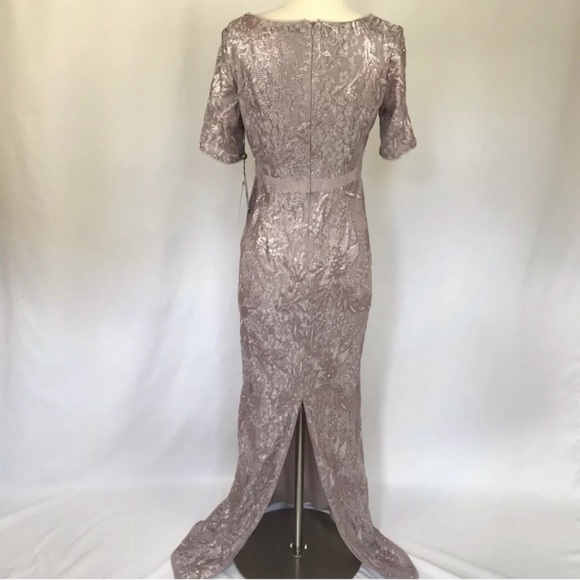 Adrianna Papell Sequined Lace Evening Gown Dress - Picture 4 of 8